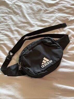 Adidas Black Waist Pack with White Trefoil Logo